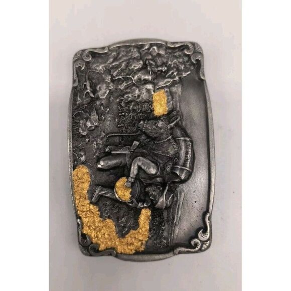 Vintage Bergamot Gold Panner 1984 Western Belt Buckle With Gold Accents - Picture 4 of 8